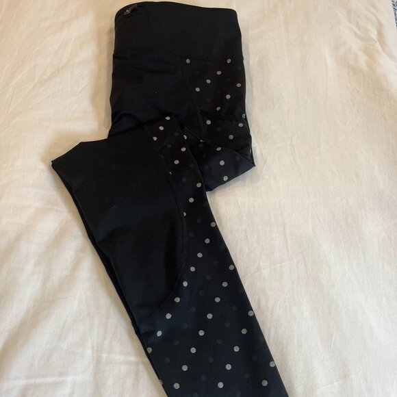 Nike Dri Fit Racer Flash Running Leggings Black Polka Dot Pockets Women Size L - Picture 5 of 7